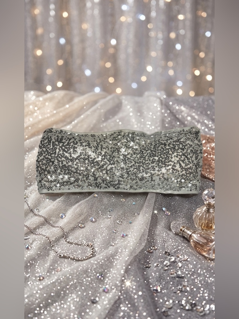 Wet Seal Silver/Gray Sequin Bandeau Bra/Tube Top (L)